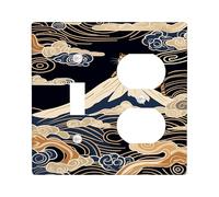 Tiger Mountain - Copertura per interruttore della luce, blu navy, arte asiatica per decorazioni domestiche, piastre da parete in materiale termoplastico, duplex a levetta di dimensioni standard