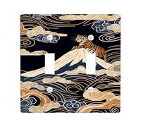 Tiger Mountain - Copertura per interruttore della luce, blu navy, arte asiatica per decorazioni domestiche, piastre da parete in materiale termoplastico, dimensioni standard, doppia levetta