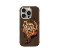 (Tiger, Multicolor) For iPhone 16 Pro Max Case Embroidery Pattern Anti-Scratch Phone Cover - Snow Leopard