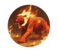 Tiger On Fire Tappetino per mouse rotondo da gioco, 20 x 20 cm, con bordi cuciti, tappetino per mouse pieghevole da scrivania, tappetino per mouse per computer portatile