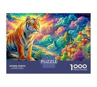 Tiger Overlooks A Glowing Village Puzzle Da 1000 Pezzi The Forest King Perfetto Per Uomini, Donne, Anziani E over 65 38x26cm/1000pcs