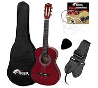 Tiger Pacchetto chitarra classica spagnola 3/4 rossa mancina
