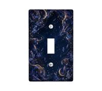 Tiger, piastra di copertura per interruttore della luce singola, celestiale, mistica, luna, stelle, cosmico, blu navy, in plastica, dimensioni standard, per nuovo appartamento, casa, camera da letto