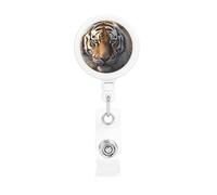 Tiger - Porta badge retrattile con clip a coccodrillo, portachiavi, clip per badge, leggero, retrattile, porta badge divertente, per infermieri, insegnanti, impiegati