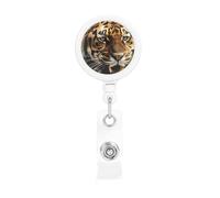 Tiger - Porta badge retrattile con clip a coccodrillo, portachiavi, clip per badge, leggero, retrattile, porta badge divertente, per infermieri, insegnanti, impiegati