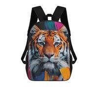 Tiger Portrait with Abstract Strokes Zaino Scolastico Per Bambini, Stampato in 3D, Borsa Scolastica Alla Moda, Borsa Scolastica Casual Per Ragazzi, Studenti Delle Scuole Elementari E Medie 17inch