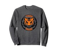 Tiger Pride: feroce Mascotte Felina per Gli Appassionati di Sport Felpa, Unisex per Adulti, Grigio Scuro, XL