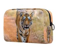 Tiger Prowl on The Road - Beauty case da donna, borsa da viaggio grande per trucchi, pratica borsa organizer con cerniera, Multi, 18.5x7.5x13cm/7.3x3x5.1in, Beauty case