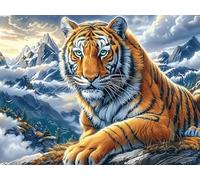 Tiger Puzzle 1000 Pezzi Per Vacanze Invernali Cartone Rigido Per Famiglie Luminous Enchanted Beasts Tema Neve Per Serate in Famiglia Con Poster Incluso Qualità Garantita 1000 PCS/75x50cm
