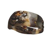 Tiger Running Pattern Sport Sweatband Foulard Fasce per la testa per donne uomini adatto per corsa, yoga, fitness, calcio