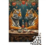 Tiger Set Da 1000 Pezzi Carta Riciclata Tiger Tea Party Puzzle Per Adulti Ore Di Intrattenimento Garantite Appassionati Di Puzzle Loisirs A Casa 38x26cm/1000pcs