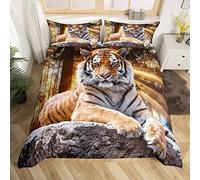 Tiger Set di biancheria da letto Safari Tiger Set copripiumino per bambini ragazzi animali selvatici Comforter copertura morbida microfibra copripiumino singolo bambino
