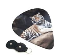 Tiger Sitting On Rock Animal - Confezione da 6 plettri per chitarra con supporto, plettri per chitarra personalizzati, antiscivolo, portatili, per ukulele, basso, 0,46 mm, per amanti della chitarra