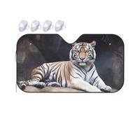 Tiger Sitting on Rock Animal Parasole per parabrezza auto 2025 pieghevole parasole divertente per auto parasole anteriore per finestrini anteriori per interni automobilistici, protezione solare media