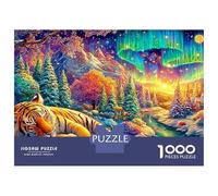 Tiger Sleeping Under Aurora Lights Puzzle Da 1000 Pezzi The Forest King Qualità Premium, Ottimo Gioco Per Adulti E Bambini Tiger Sleeping Under Aurora Lights