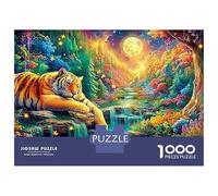 Tiger Sleeping Under Moonlit Waterfall Puzzle Da 1000 Pezzi The Forest King Divertimento Familiare Per Adulti E Bambini 52x38cm/1000pcs