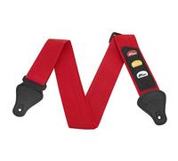 Tiger STP4-RD - Tracolla per chitarra, con 3 vani per plettri, in nylon, colore