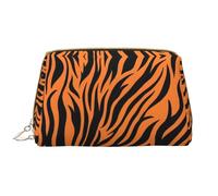 Tiger Stripes Arancione Pattern Pelle Hand Held Zipper Makeup Bag Carino Make Up Case Large Largo-Open Pouch Pen Case, bianco, Taglia unica
