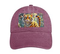 Tiger Stripes Orange Berretto da baseball per adulti, classico cappello da baseball regolabile, berretto sportivo lavato per attività all'aperto, Stile rosso vino, taglia unica