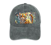 Tiger Stripes Orange Berretto da baseball per adulti, classico cappello da baseball regolabile, berretto sportivo lavato per attività all'aperto, Stile grigio, taglia unica