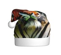 Tiger Stripes Orange Pattern 1pack Peluche Cappello di Babbo Natale Comodo Cappello di Natale per Bomboniere di Natale Adatto per Adulti