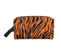 Tiger Stripes Orange Pattern Print Storage Bag - Grande borsa da viaggio per cosmetici, organizer portatile per articoli da toeletta, accessori, bianco, Taglia unica