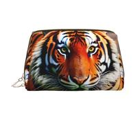 Tiger Stripes Orange Pattern Printed Beauty Case Portable Beauty Case, Compact Travel Pouch con Organized Interior Slots for Daily, Oro, One Size