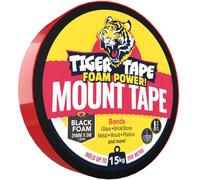 Tiger Tape Power Foam Mount Tape | Montaggio impermeabile su entrambi i lati per vetro, metallo, legno, plastica e altro | per interni ed esterni, senza viti, chiodi o colla | nero, permanente 24 mm x