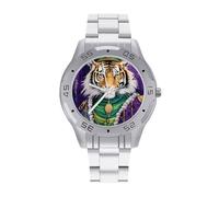 Tiger The King of Mardi e GRAS Orologio da uomo alla moda in acciaio inossidabile Orologi da polso personalizzati di facile lettura orologi per le donne
