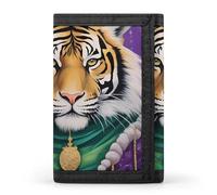 Tiger The King of Mardi GRAS - Portafoglio con stampa a tre pieghe, tasca frontale con finestra per documento d'identità, regalo per uomini e donne, Stile:, Taglia unica, MHXYZHW