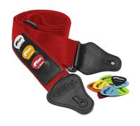 TIGER Tracolla per Chitarra, con Plettri Extra, Rosso