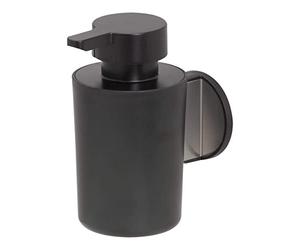 TIGER Tune Dispenser per Sapone Liquido, con Un Retro Autoadesivo 3M Ultraresistente, ABS, Acciaio Inox Spazzolato, Nero, 6.8 x 12.3 x 10.9 cm