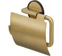 Tiger Tune Portarotolo di Carta Igienica con Coperchio, con un Retro Autoadesivo 3M Ultraresistente, ABS, Ottone Spazzolato, Nero, 15 x 12.3 x 3.3 cm