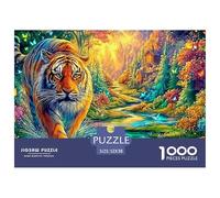 Tiger Wades through Colorful Enchanted River Puzzle Da 1000 Pezzi Tiger Ideale Per Uomini, Donne, Bambini E Anziani 52x38cm/1000pcs
