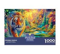 Tiger Wades through Colorful Enchanted River Puzzle Da 1000 Pezzi Tiger Perfetto Regalo Per Ragazzi, Ragazze, Uomini E Donne 38x26cm/1000pcs