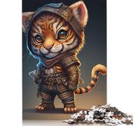 Tiger Warrior Chibi Jigsaw Puzzle Impossibili 1000 Pezzi Decorazione Per La Casa. Giochi Rilassamento E Intelligence Per Adulti E Ragazzi Da 14 Anni 1000pcs (75x50cm)
