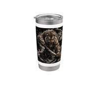 Tiger Warrior Ink Shadow Fantasy Bicchiere termico in acciaio inox doppia parete