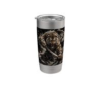 Tiger Warrior Ink Shadow Fantasy Bicchiere termico in acciaio inox doppia parete