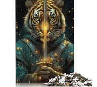 Tiger Warrior with Sword Jigsaw Puzzle Impossibili 1000 Pezzi Decorazione Per La Casa. Rilassamento E Intelligence Per Adulti E Ragazzi Da 14 Anni 1000pcs (38x26cm)