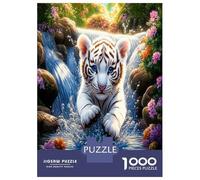 Tiger Water Fall 1000 Pezzi Puzzle Vivid Wild Majesty Puzzle Per Adulti Cartone Riciclato - Attività Educativa Divertente, Gioco in Casa, Ottimo Regalo Per Gli Amanti Della Famiglia 52x38cm/1000pcs