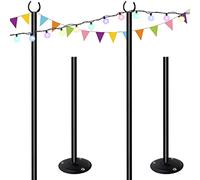 Tigerden Bastoncini per luci da 3 m, per superfici dure, per luci esterne, perfetti per giardini, cortili e terrazze, per feste, matrimoni, finitura nera opaca, confezione da 2