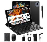 TIGERFU Android 15 Tablet 10.4 Pollici, 5G WiFi, 36GB RAM+256GB ROM (512GB TF), Octa-Core, 1920 x 1200, 8000mAh, 13MP+8MP, Widevine L1, BT5.0, Tablet in Offerta con Tastiera, Mouse (Nero)