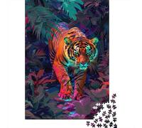 TigerJungle Puzzle in Pezzi SynthwaveArt 1000 Pezzi Carta Riciclata Per Donne, Regali Per Uomini Puzzle Estremamente Difficile E Stimolante 70x50cm/1000pcs