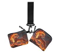 Tigers Flame Donne Doppio Portafogli Busniess Card Cases Piccolo Portatile Cerniera Cash Coin Purse con Tasca Con Cerniera per Le Signore 2 Pz de credito para hombre, Fiamma delle tigri, moderno