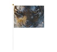 Tiger's Gaze Mini bandiere, resistenti, 14 x 20 cm, piccole bandiere su bastoncini, per esterni, cortile e giardino, confezione da 6 e 10 pezzi