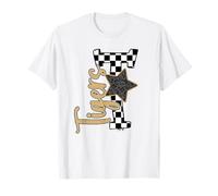 Tigers Gold Stella a Quadretti Lettera Scuola Spirito Game Day Maglietta