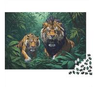 Tigers in The Jungle Puzzle Giochi 1000 Pezzi Festa Aziendale Arte Animal Puzzle Adulti Foto 1000pcs (75x50cm)