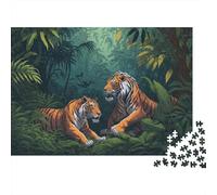 Tigers in The Jungle Puzzle Giochi 1000 Pezzi Festa Aziendale Arte Animal Puzzle Adulti Idea Regalo Per 1000pcs (75x50cm)