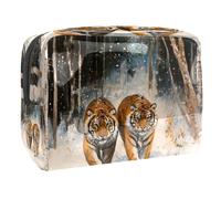 Tigers Walking on Snow Road - Trousse da donna, per articoli da toeletta da viaggio, grande, in PVC, con cerniera, Multi, 18.5x7.5x13cm/7.3x3x5.1in, Beauty case