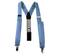 TigerTie - Bretelle sottili unisex a forma di Y, con 3 clip extra forti, tinta unita, bretelle in diversi colori a scelta, blu pastello, Taglia unica